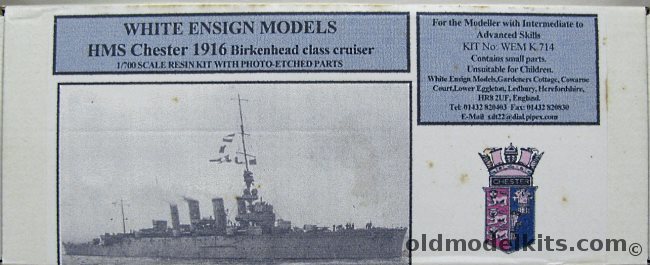White Ensign 1/700 HMS Chester 1916 Birkenhead Class Cruiser, WEM K714 plastic model kit